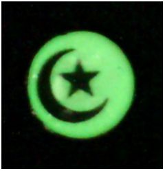 Светонакопительные сережки-гвоздики(люмин-ые) Звезда в луне , 10мм, цвет:зелено-желтый (1 шт) - вид 1 миниатюра