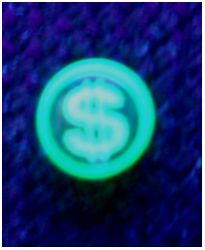 Флуоресцентные, светящиеся в ультрафиолете, сережки-гвоздики, Доллар , цвет: зеленый, 10 мм(1 шт.) - вид 1 миниатюра