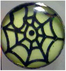 Светонакопительные сережки-гвоздики(люмин-ые) Паутина 2, 10мм, цвет:зелено-желтый (1 шт) - вид 1 миниатюра