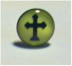 Светонакопительные сережки-гвоздики(люмин-ые) Крест , 10мм, цвет:зелено-желтый (1 шт) - вид 1 миниатюра