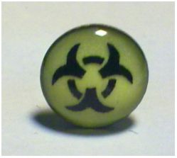 Светонакопительные сережки-гвоздики(люмин-ые) Знак 5 , 10мм, цвет:зелено-желтый (1 шт) - вид 1 миниатюра