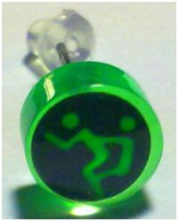 Флуоресцентные, светящиеся в ультрафиолете, сережки-гвоздики,Знак соблюдай дистанцию, цвет: зеленый, 10 мм(1 шт) - вид 1 миниатюра