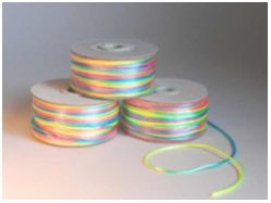 (New!) Шнур капроновый флуоресцентный BOBBY TINY CORD, диаметр 3-4 мм, катушка 50 м, цвет: яркий многоцветный - вид 1 миниатюра
