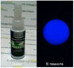 Светящаяся в темноте (люминисцентная) акриловая краска "DEC Art", водостойкая, 27 мл, цвет: сине-голубой - вид 1 миниатюра