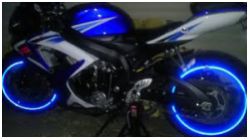 Светящиеся световозвращающие наклейки на обод колеса/диска, цвет: синий (7мм) - вид 2 миниатюра