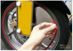 Светящиеся световозвращающие наклейки на обод колеса/диска, цвет: красный (7мм) - вид 4 миниатюра