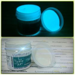 Краска AcidColors Glow Aqua STANDART люминесцентная с эффектом свечения в темноте, акриловая латексная на водной основе, цвет: ПОЛУПРОЗРАЧНЫЙ/СИНЕ-ЗЕЛЕНЫЙ, 100 г - вид 1 миниатюра