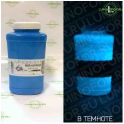 Краска AcidColors INDOOR Glow Color Blue люминесцентно-флуоресцентная с эффектом свечения в темноте, акриловая латексная на водной основе, цвет: ГОЛУБОЙ, 1КГ - вид 1 миниатюра