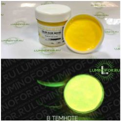 Краска AcidColors INDOOR Glow Color Yellow CHROM люминесцентно-флуоресцентная с эффектом свечения в темноте, акриловая латексная на водной основе, цвет:ЖЕЛТЫЙ, 100 г - вид 1 миниатюра