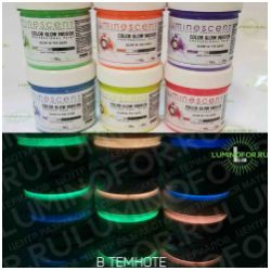 Набор ЦВЕТНЫХ люминесцентных красок AcidColors Glow COLOR с эффектом свечения в темноте, акриловая латексная на водной основе, 6 цветов по 100 грамм - вид 1 миниатюра