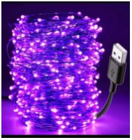 Ультрафиолетовая светодиодная UV-LED нить-гирлянда, 10 метров, USB (5V), водостойкая - вид 1 миниатюра
