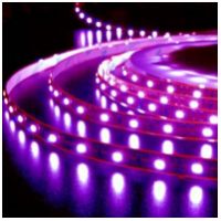 Гибкая ультрафиолетовая светодиодная UV-5050-300 SMD-лента (60 LED на 1 м), самоклеящаяся, 12V, 1 метр - вид 1 миниатюра
